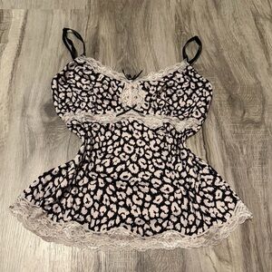 Victoria's Secret Black and Pink Leopard Print Tank Top